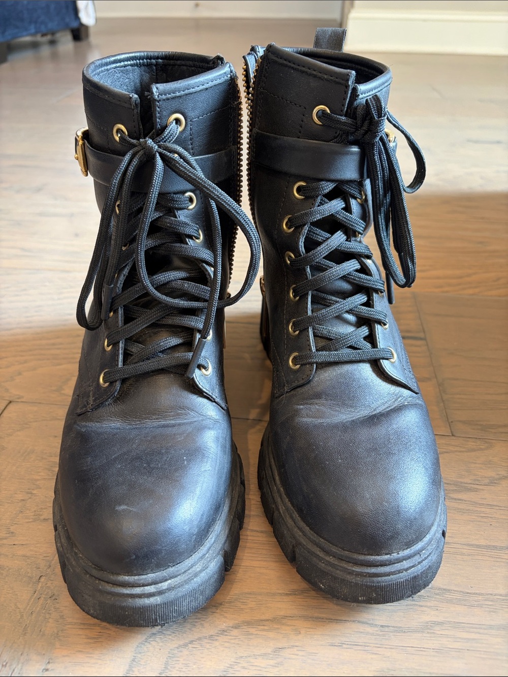 Thursday Boot Company Black Leather Coda Boots with Gold Hardware